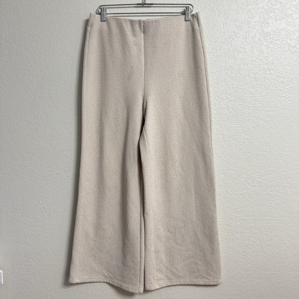 Joie Pants Womens Large Ivory Pull‎ On Knit Wide Leg Stretch Textured